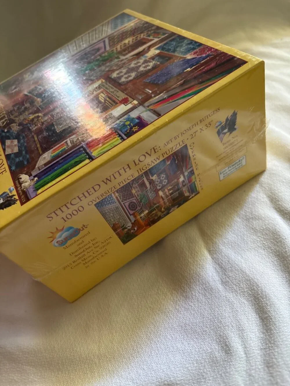 Stitched With Love Oversized Quilts Jigsaw Puzzle HTF Sealed 1000-Piece SunsOut